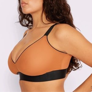 Parade Silky Mesh Triangle Bralette in Caramel with Eight-ball Trim